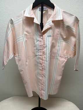 Women's Peach Stripe Button-Down Shirt by Cabras